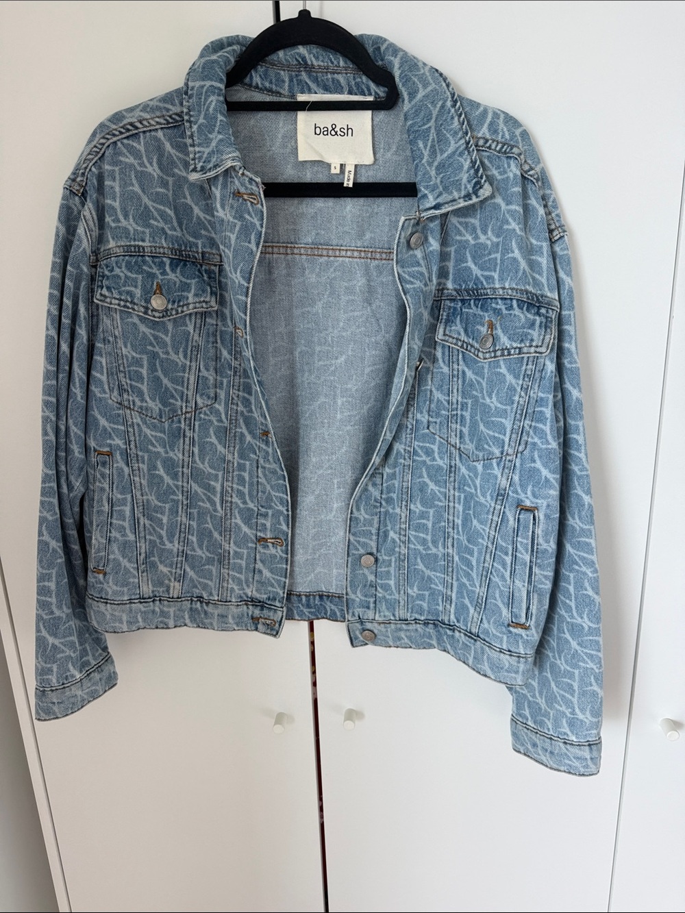 ba&sh Light Blue Printed Denim Jacket